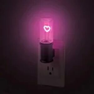 Globe Electric Auto On/Off Pink Heart Filament Night Light